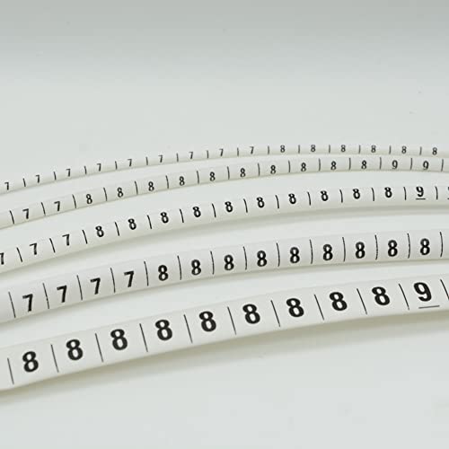 0–9, 1–16 mm, weiß, Kunststoff-Schrumpfschlauch, Kabelmarkierung, Etikett, Drahtnummer, 1000 Stück(4mm 0-9 each 100) von CRCRC