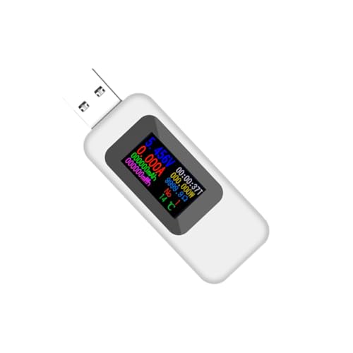 Ladegerät testen tragbares Ladegerät USB-C-Powerbank Power-Detector-Stift USB-Voltmeter Leistungsmesser Batteriebank USB-Tester USB-Multimeter Spannungsprüfer Ladegerät Tester Weiß CRILSTYLEO von CRILSTYLEO