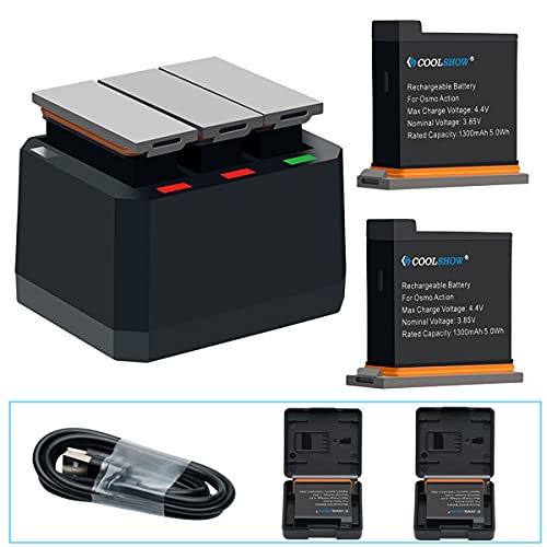 COOLSHOW OSMO Action Akku 2 Stück 1300mAh mit 3-Kanal USB Osmo Action Ladegerät für DJI Osomo Action Camera AB1 COOLSHOW OSMO Action Akku 2 Stück 1300mAh mit 3-Kanal USB Osmo Action Ladegerät für DJI Osomo Action Camera AB1 von CS COOLSHOW