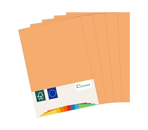 MADE IN EU 50 Blatt farbiges Papier MANDARIN A4 80 g/m² CS Paper - Druckerpapier, Kopierpapier, Universalpapier zum Drucken, Basteln & Falten im Format DIN A4. Papier für den Heim- & Bürobedarf von CS Webkontor