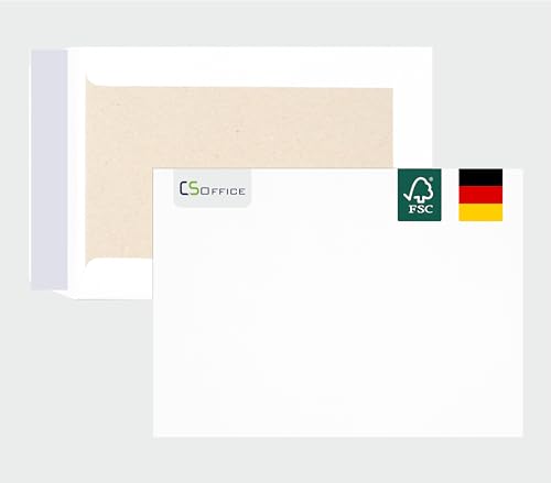 MADE IN GERMANY 5 Papprückwandtaschen C5 haftklebend ohne Fenster CS Webkontor - Umschläge aus 100 g/m² Kraftpapier - C5 Umschlag in weiß für Briefe, Geschäftspost, tägliche Korrespondenz & Mailings von CS Webkontor