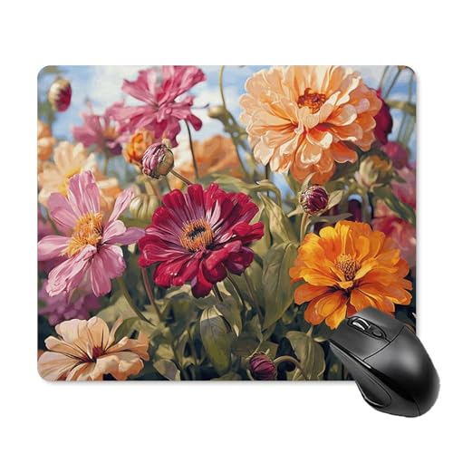 Mauspad mit rutschfester Gummiunterseite, buntes Frühlings- und Sommerblumen-Mauspad mit genähtem Rand, Mauspad für Schreibtisch, kabellose Maus, Gaming-Mauspad für Computer, Laptop, Heimbüro von CSGJMYGS