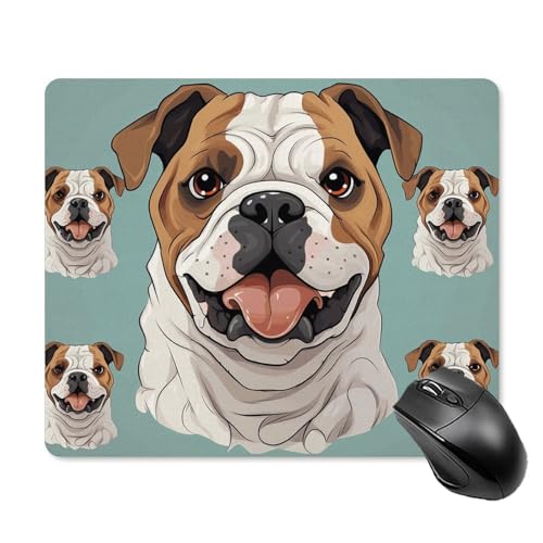 Mauspad mit rutschfester Gummiunterseite, lustige englische Bulldogge, Mauspad mit genähtem Rand, Mauspad für Schreibtisch, kabellose Maus, Gaming-Mauspad für Computer, Laptop, Heimbüro von CSGJMYGS