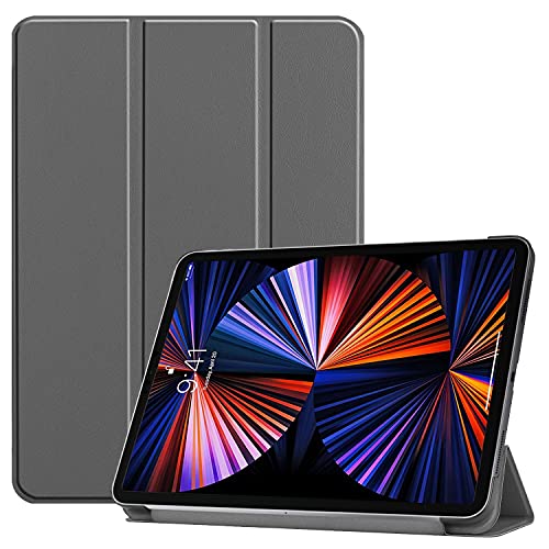 CSHNB Tablet PC Hülle Compatible with iPad Pro 12.9 2021 Tablet Case Lightweight Trifold Ständer PC. Hard Back Coverwith Trifold & Auto Wake, Schlaf Schutz(Grey) von CSHNB