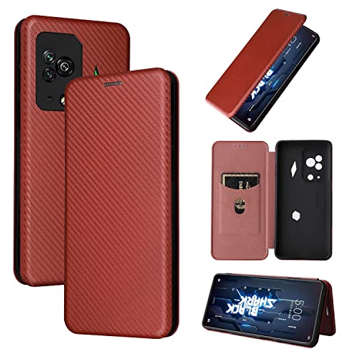 Handy-Klapphülle kompatibel mit Xiaomi BlackShark 5 Pro, luxuriöse Karbonfaser, PU + TPU, Hybrid-Hülle, vollständiger Schutz, stoßfest, Klapphülle, kompatibel mit Xiaomi BlackShark 5 Pro von CSHNB