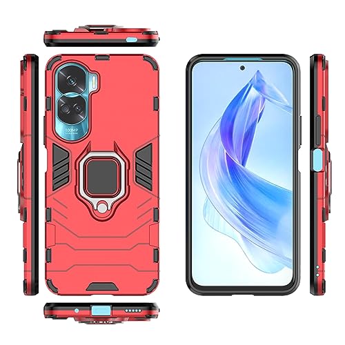 Handyhülle Kompatibel mit der Huawei Honor 90 Lite-Handyhülle, schlankes Gehäuse mit Ständer und Ständer aus PC und TPU-Abdeckung mit Halterung Langlebiger Schutz(Red) von CSHNB