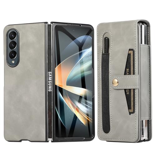 Klapphülle für Samsung Galaxy Z Fold 3 5G, Hülle mit Displayschutzfolie, Handy-Holster mit Gürtelclip, Metallclip, Beutelhalter mit S-Stift- und Stifthalter von CSHNB