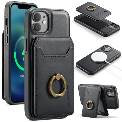 Klapphülle fürs Handy Abnehmbare Hülle Kompatibel mit iPhone 12/12 Pro Hülle 6,1 Zoll Brieftaschenhülle mit Kartenhalter, 2-in-1 Ledertasche Slim Case mit RFID-blockierendem Magnetständer Abnehmbare s von CSHNB