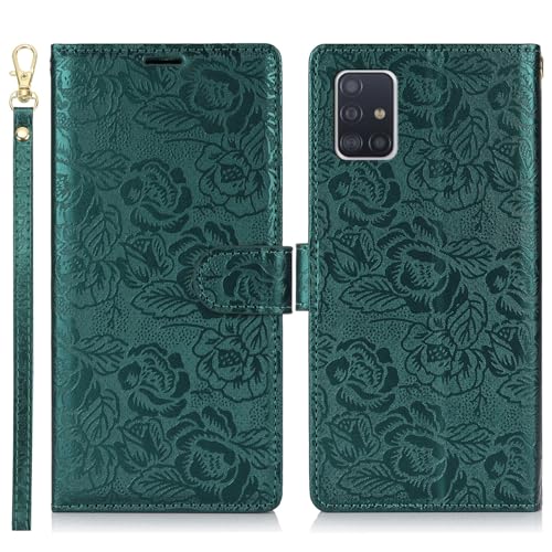 Klapphülle fürs Handy Compatible with Samsung Galaxy A51 4G/M40S Wallet Case, PU Leather Magnetic Snap Flip Folio Case with Card Holders Kickstand & Lanyard Shockproof TPU Inner Shell Phone Cover Hand von CSHNB