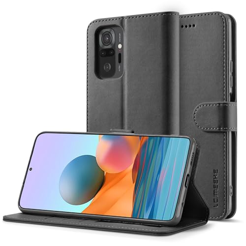 Klapphülle fürs Handy Compatible with Xiaomi Redmi Note 10 Pro Wallet Case with Card Holder,[TPU Shockproof Interior Protective Case] [Card Slot] [Kickstand] [Magnetic Closure] Leather Flip Cover Hand von CSHNB