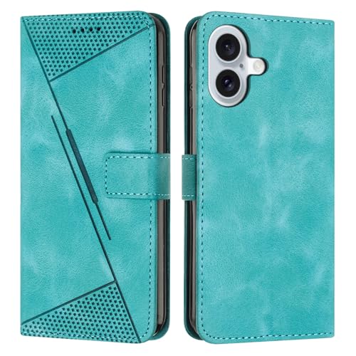 Klapphülle fürs Handy Compatible with iPhone 16 Wallet Flip Phone Case Card Slot Holder Flip Cover Phone Case Wrist Strap Phone Case Compatible with iPhone 16 Handyschutz(Green) von CSHNB