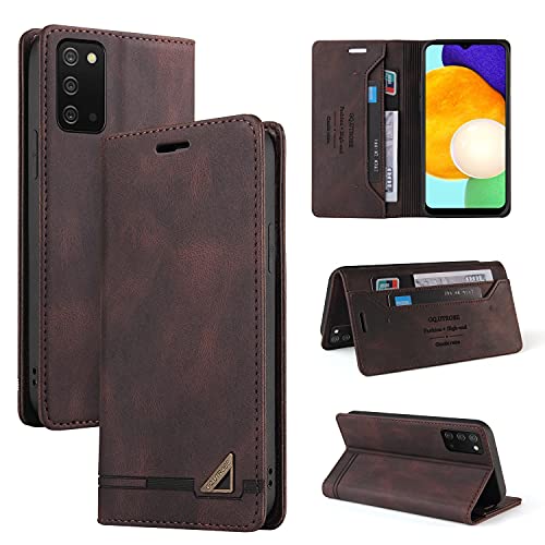 Klapphülle fürs Handy Geldbörsenfall Compatible with Samsung Galaxy A03s, Premium Vintage PU. Lederabdeckung [Standfunktion] Magnetische Verschlusskartenhalter Slots TPU. Stoßfeste Flip-Cover. Handysc von CSHNB