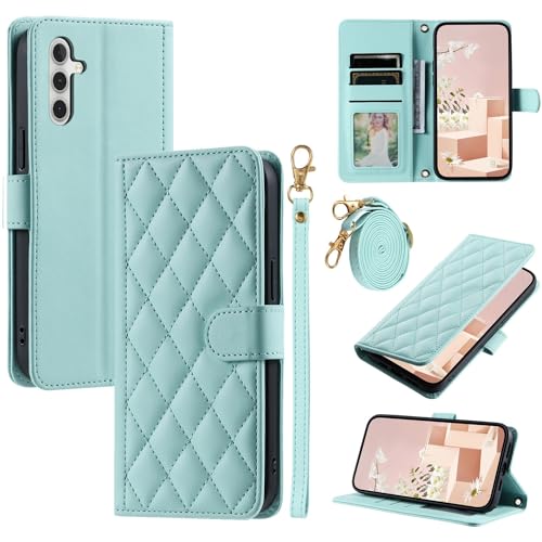 Klapphülle fürs Handy Kompatibel mit Samsung Galaxy A13 5G/A13 4G/A04S 4G/M13 5G/A04 4G, Brieftaschen-Hülle mit Kreditkartenhalter, weichem PU-Leder, magnetischem Handgelenk-Schultergurt, Flip-Folio-B von CSHNB