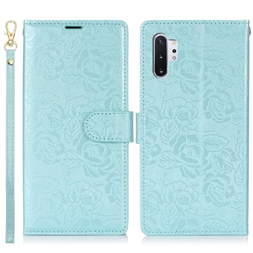 Klapphülle fürs Handy Kompatibel mit Samsung Galaxy Note 10 Plus Wallet Case, PU-Leder-Magnetverschluss-Flip-Folio-Case mit Kartenhaltern, Ständer und Trageband, stoßfeste TPU-Innenschale Handyschutz( von CSHNB