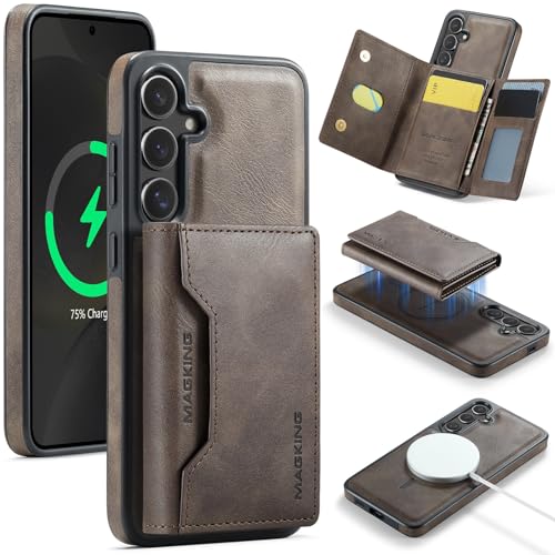 Klapphülle fürs Handy Kompatibel mit Samsung Galaxy S24 Plus Brieftaschenhülle mit Kartenhalter, abnehmbare magnetische Brieftaschen-Telefonhülle mit Kartensteckplatzhalter, magnetische PU-Leder-RFID- von CSHNB