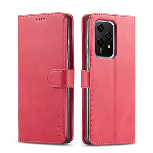 Klapphülle fürs Handy Magnetic Wallet Case Compatible with Huawei Honor 200 Lite,[TPU Shockproof Interior Protective Case] [Card Slot] [Kickstand] [Magnetic Closure] Leather Flip Cover Handyschutz(Ros von CSHNB