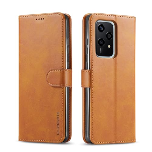 Klapphülle fürs Handy Magnetic Wallet Case Compatible with Huawei Honor 200 Lite,[TPU Shockproof Interior Protective Case] [Card Slot] [Kickstand] [Magnetic Closure] Leather Flip Cover Handyschutz(Yel von CSHNB