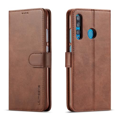 Klapphülle fürs Handy Magnetic Wallet Case Compatible with Huawei Honor 9X,[TPU Shockproof Interior Protective Case] [Card Slot] [Kickstand] [Magnetic Closure] Leather Flip Cover Handyschutz(Brown) von CSHNB