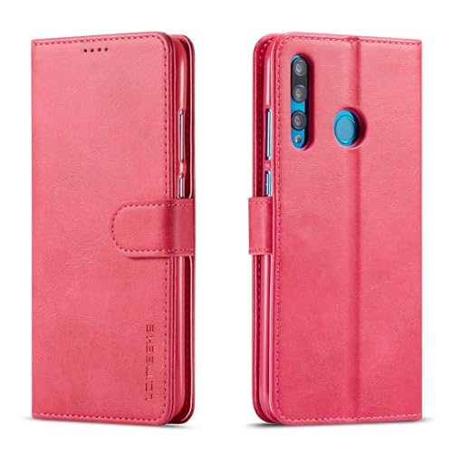 Klapphülle fürs Handy Magnetic Wallet Case Compatible with Huawei Honor 9X,[TPU Shockproof Interior Protective Case] [Card Slot] [Kickstand] [Magnetic Closure] Leather Flip Cover Handyschutz(Rose Red) von CSHNB