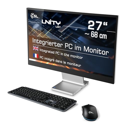 All-in-One-PC CSL Unity U27 Windows 11 Home – Leistungsstarker AIO, 27 Zoll Full HD IPS Display, Intel Core i5-1235U CPU 4400 MHz Turbo, 4000 GB M.2 SSD, 32 GB DDR5-RAM, USB 3.2, BT 5.2, AX WLAN von CSL-Computer