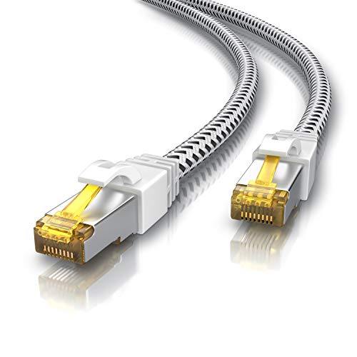 CSL - 5m CAT 7 Netzwerkkabel Gigabit Ethernet LAN Kabel - Baumwollmantel - 10000 Mbit s - Patchkabel - Cat.7 Rohkabel S FTP PIMF Schirmung mit RJ 45 Stecker - Switch Router Modem Access Point von CSL-Computer