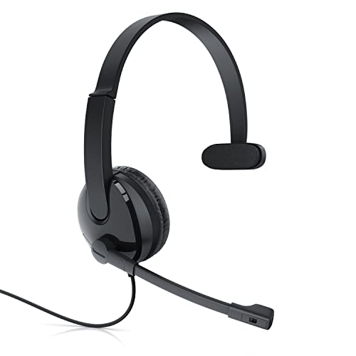 CSL - Mono Headset On-Ear mit Mikrofon, Office, Büro, beweglicher Mikrofonarm, Headset Klinke 3,5 mm, Freisprechen, großes Ohrpolster, für Chat, Telefonkonferenz, Call Center Schwarz von CSL-Computer