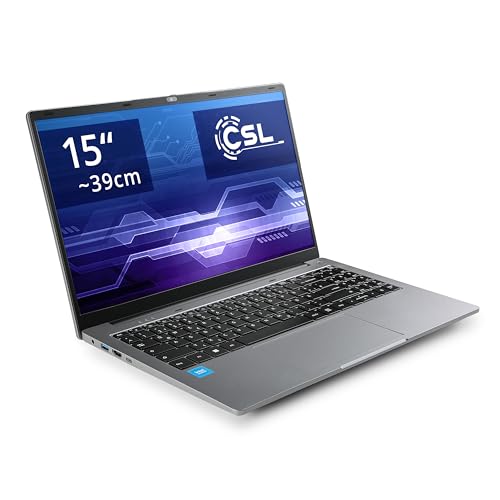 Notebook CSL R'Evolve C15 v4 Windows 11 Pro - Ultra-Slim Laptop, 15,6 Zoll Display FHD 1920x1080 IPS, Intel N100 CPU 4x3400 MHz Turbotakt, 4000 GB M.2 SSD, 32 GB DDR4-RAM, USB 3.2, BT 5.1, AC WLAN von CSL-Computer