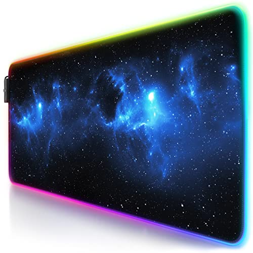 TITANWOLF - RGB Gaming Mauspad - LED Schreibtischunterlage - 800x300 mm - XXL Mousepad - LED Multi Color - 11 Beleuchtungs-Modi - 7 LED Farben Plus 4 Effektmodi - abwaschbar - Stars von CSL-Computer