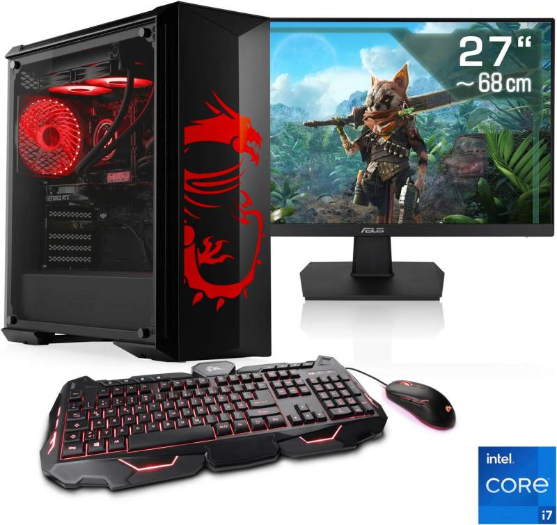 CSL HydroX V29570 MSI Dragon Advanced Edition Gaming-PC-Komplettsystem (27", Intel® Core™ i7-14700F, GeForce RTX 4060 8 GB, 16 GB RAM, 1000 GB SSD) von CSL