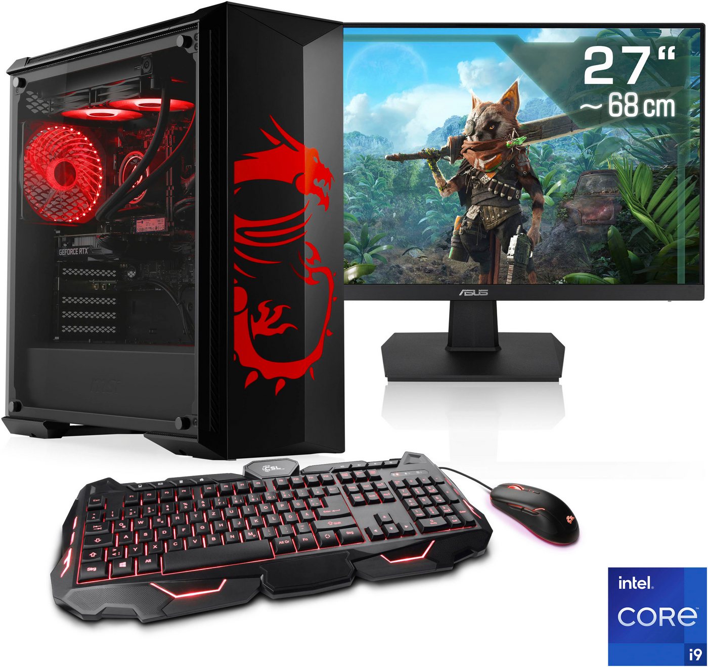 CSL HydroX V29584 MSI Dragon Advanced Edition Gaming-PC-Komplettsystem (27", Intel® Core™ i9-14900F, GeForce RTX 4070 Super 12GB, 16 GB RAM, 1000 GB SSD) von CSL