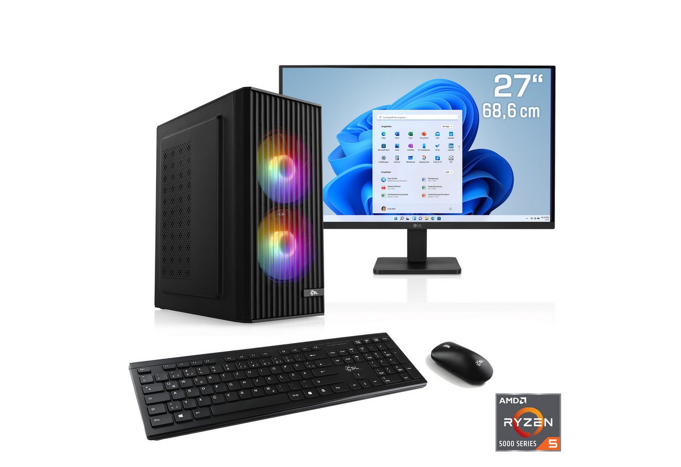 CSL Spectrum V25219 PC-Komplettsystem (27", AMD Ryzen 5 5600GT, 16 GB RAM, 500 GB SSD) von CSL