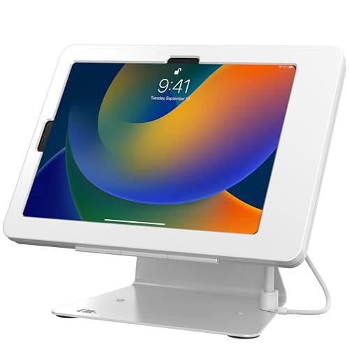 Desktop-Diebstahl-Ständer, CTA Kiosk-Ständer mit Stylus, Haltegurt und Aluminiumgehäuse für iPad 10. Generation, 11 Zoll iPad Air und 11 Zoll iPad Pro, Weiß (PAD-DASB109W) von CTA Digital