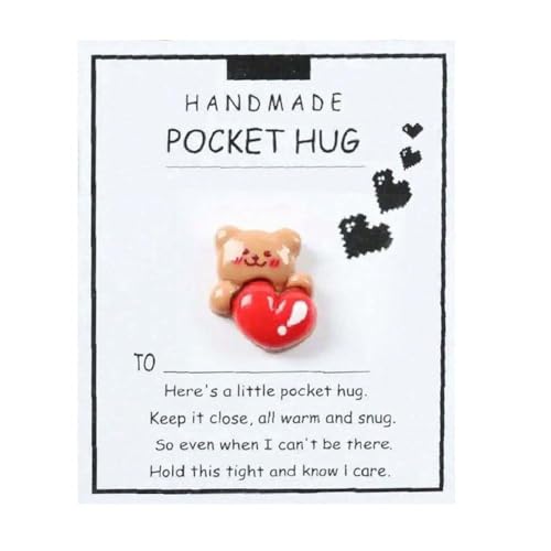 A Little Pocket Bear Hug, Mini Bear Love Heart Hug Card, Bear Pocket Hug Token Resin Support Emotional Card, Ositive Bear Gi von CTDWNT