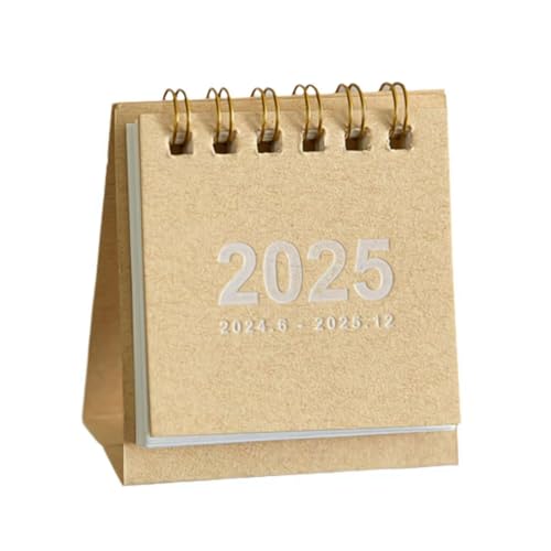 Mini-Tischkalender 2025, 6 x 7,1 cm, Mini-Stehkalender von Juli 2024 bis Dezember 2025, kleiner Schreibtischkalender für Zuhause, Schule, Büro (Beige) von CTDWNT