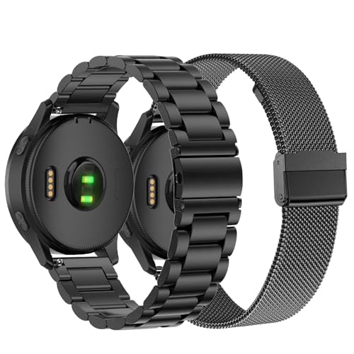 CUNUJIX 2 Stück Ersatz für Garmin Venu Sq/Venu Sq 2/Venu 2 Plus/Venu Armband,20mm Metall Masche Edelstahl Uhrenarmband Ersatzband für Garmin Vivoactive 5 / Vivomove Sport/Trend Damen Herren von CUNUJIX