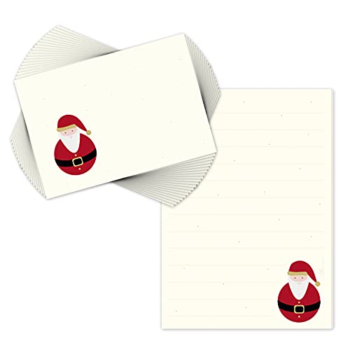 Schreibblock/Briefblock "WEIHNACHTSMANN" DIN A5 liniert inklusive 20 dazu passenden Umschlägen/Briefpapier Weihnachten/Briefpapier Set Weihnachten/Wunschzettelblock von emufarm