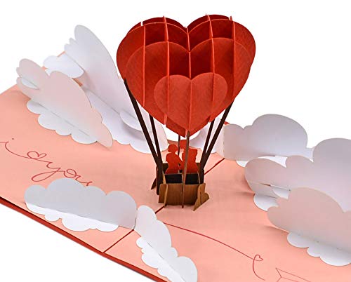 CUTPOPUP Air Baloon - Jahrestagskarte, Hochzeitstagskarte, Pop-Up-Valentinstagskarten, Pop-Up-Jahrestagskarte, 3D-Geburtstagskarte für Frau,Überraschungsgeschenk zum Valentinstag, US8-LO075DE von CUT POPUP.COM