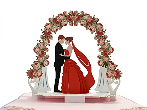 CUTPOPUP Gate Wedding - Hochzeitskarte, Jubiläumskarten, Pop-Up-Hochzeitstagskarte, 3D-Valentinstagskarten, Geburtstagskarte für Ehefrau (Torhochzeit) US8-WD041 von CUT POPUP.COM