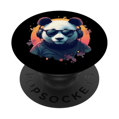 DJ Panda - Cooler Pandabär mit Sonnenbrille & Kopfhörer PopSockets mit austauschbarem PopGrip von CUTE DJ ANIMALS X DJ Tiere Sonnenbrille Kopfhörer