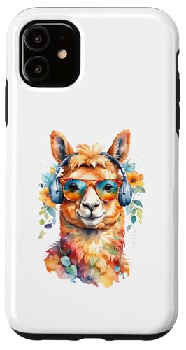 Hülle für iPhone 11 DJ Alpaca Alpaka - Cooles Llama mit Sonnenbrille & Kopfhörer von CUTE DJ ANIMALS X DJ Tiere Sonnenbrille Kopfhörer