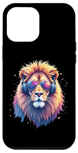 Hülle für iPhone 15 Pro Max DJ Löwe Raubkatze Cooler Löwe mit Sonnenbrille & Kopfhörer von CUTE DJ ANIMALS X DJ Tiere Sonnenbrille Kopfhörer