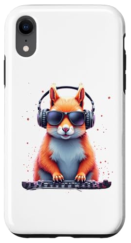 Hülle für iPhone XR DJ Squirrel X Cooles DJ Eichhörnchen Sonnenbrille Kopfhörer von CUTE DJ ANIMALS X DJ Tiere Sonnenbrille Kopfhörer