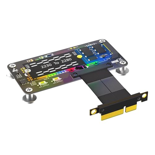 3-in-1 (NGFF) NVME MKey SSD auf PCIE 4X Erweiterungsplatine mit Lüfter und automatischen Farbwechsel-LEDs, Computer-Enthusiasten von CVZQTE