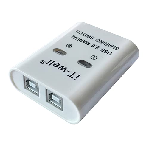 CVZQTE IT-Well USB Drucker Freigabegerät 2 In 1 Out Drucker Freigabegerät 2-Port Manuelle KVM Switching Splitter Hub Konverter 2 In 1 Out Kvm Hub von CVZQTE