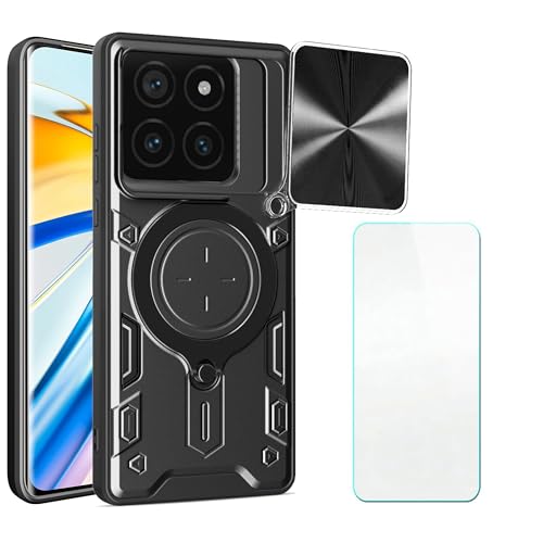 CWEIYUSHU Kompatibel mit Xiaomi 14T Pro 5G Hülle, kompatibel mit Xiaomi 14T Pro 5G Handyhülle [Displayschutzfolie] [Hartes PC + weiches Silikon] [Ringunterstützung] bla von CWEIYUSHU