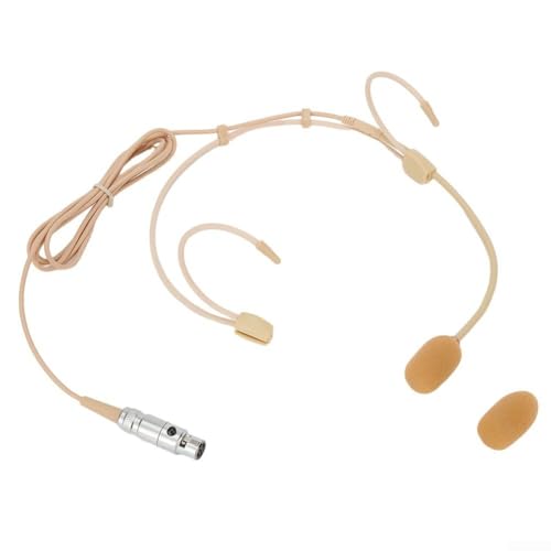 CWOQOCW Leichtes Ohrbügel-Headset-Mikrofon, Nieren-Kondensatormikrofon, kompatibel mit kabellosen Systemen, 1,2 m Kabel, Beige von CWOQOCW