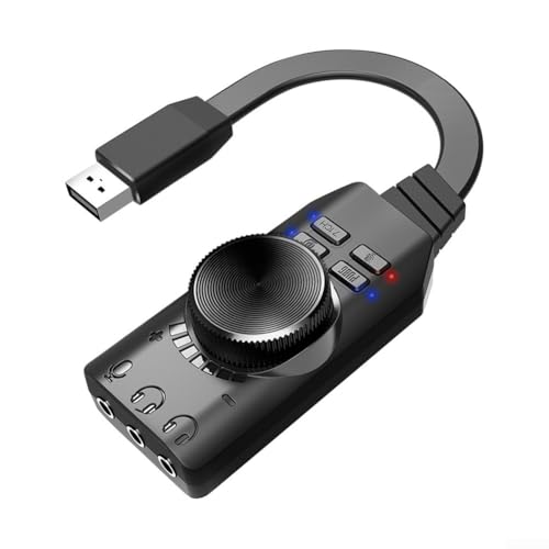 GS3 USB-Soundkarte für PC, USB 7.1 Virtual Channel Soundkarte, externer Computerspiel-Audio-Adapter mit Soundeffekten für Gaming-PC von CWOQOCW