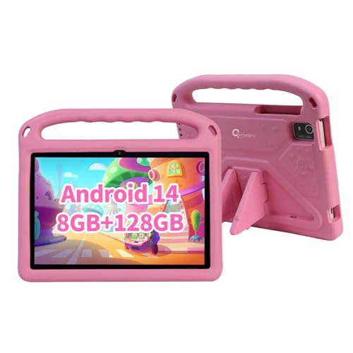 CWOWDEFU Kinder-Tablet, 10-Zoll-Tablet für Kinder mit Schutzhülle, Android 14-Tablet verfügt über 8 GB RAM, 128 GB ROM (bis zu 1 TB nutzbar), WiFi 6, Bluetooth 5.0, 6000 mAh von CWOWDEFU