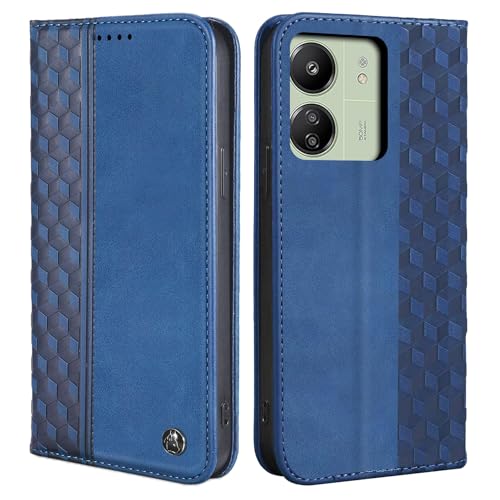 CXTcase Handyhülle für Xiaomi Redmi 13C Hülle, Lederhülle Flip Case für Xiaomi Redmi 13C, PU Leder Stoßfeste Magnetische Schutzhülle Tasche für Xiaomi Redmi 13C, Blau von CXTcase