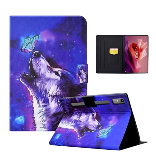 CXTCASE Hülle für Lenovo Tab P12 12.7" 2023, Schutzhülle Cover Case mit Standfunktion für Lenovo Tab P12 12.7", Schmetterlingswolf von CXTcase